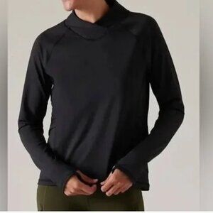 Athleta NEW Whistler Fuse Mock Neck Top Black Active Athleisure Winter M
